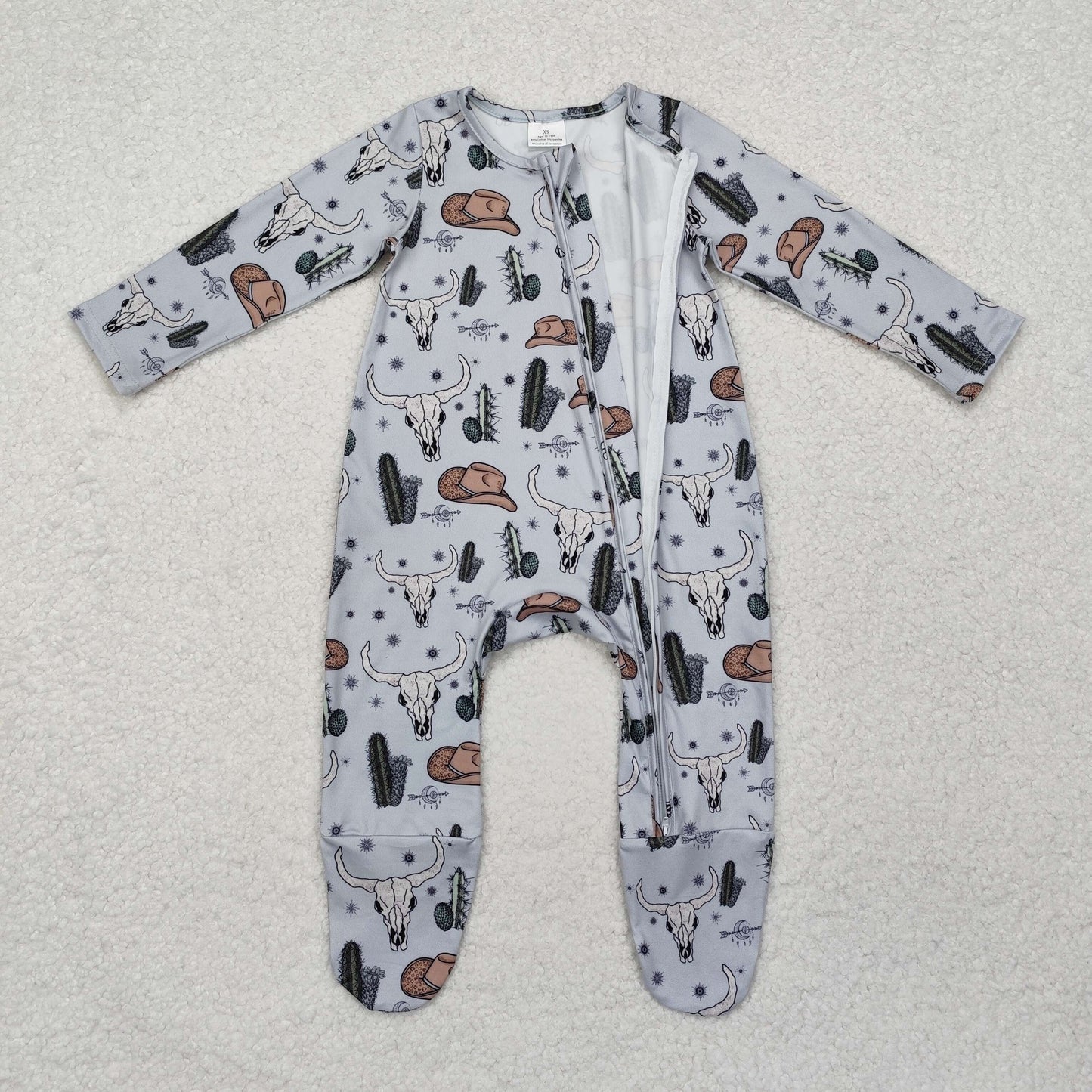 promotion price RTS LR2098 新 highland cow blue baby boy long sleeve girl romper 202411 RTS