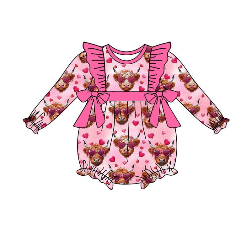 LR2105 western cow love girl romper 202410 preorder sibling