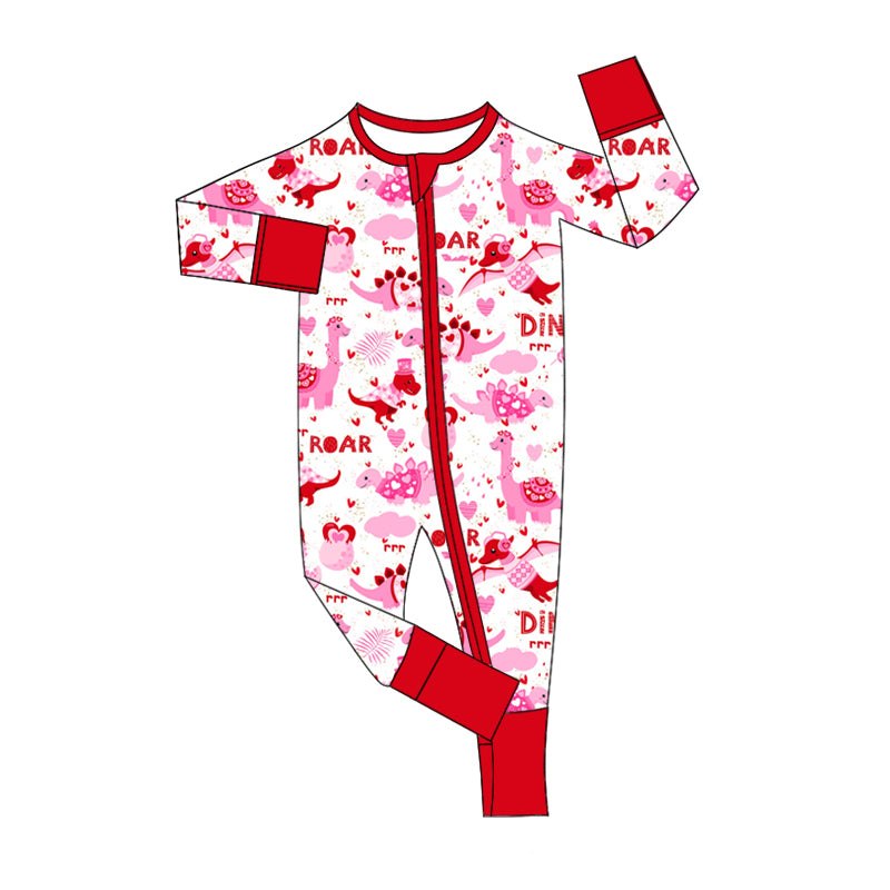 LR2106 western dinosuar love girl romper 202410 preorder sibling