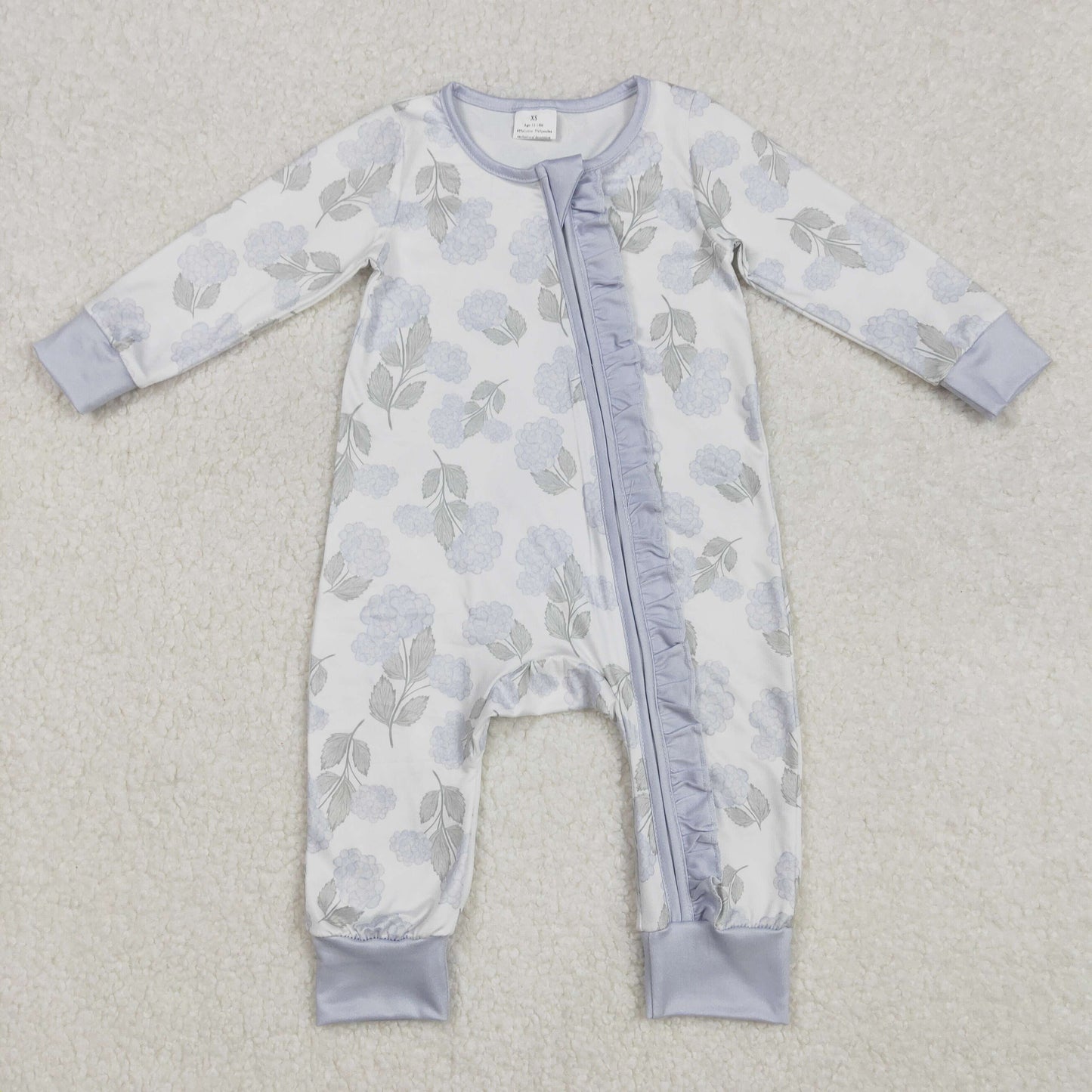 LR2157 western blue flowers girl romper 202502 sibling RTS
