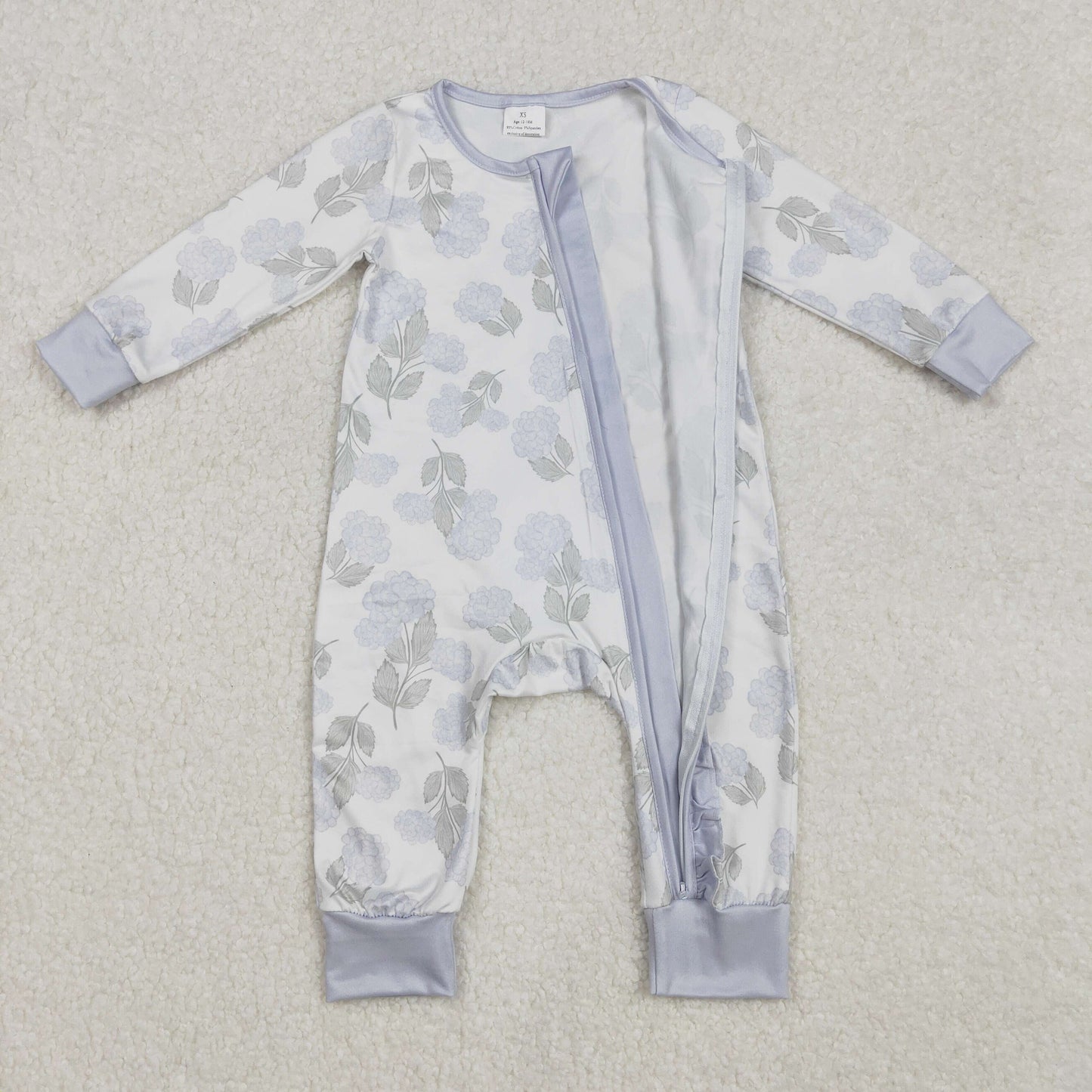LR2157 western blue flowers girl romper 202502 sibling RTS