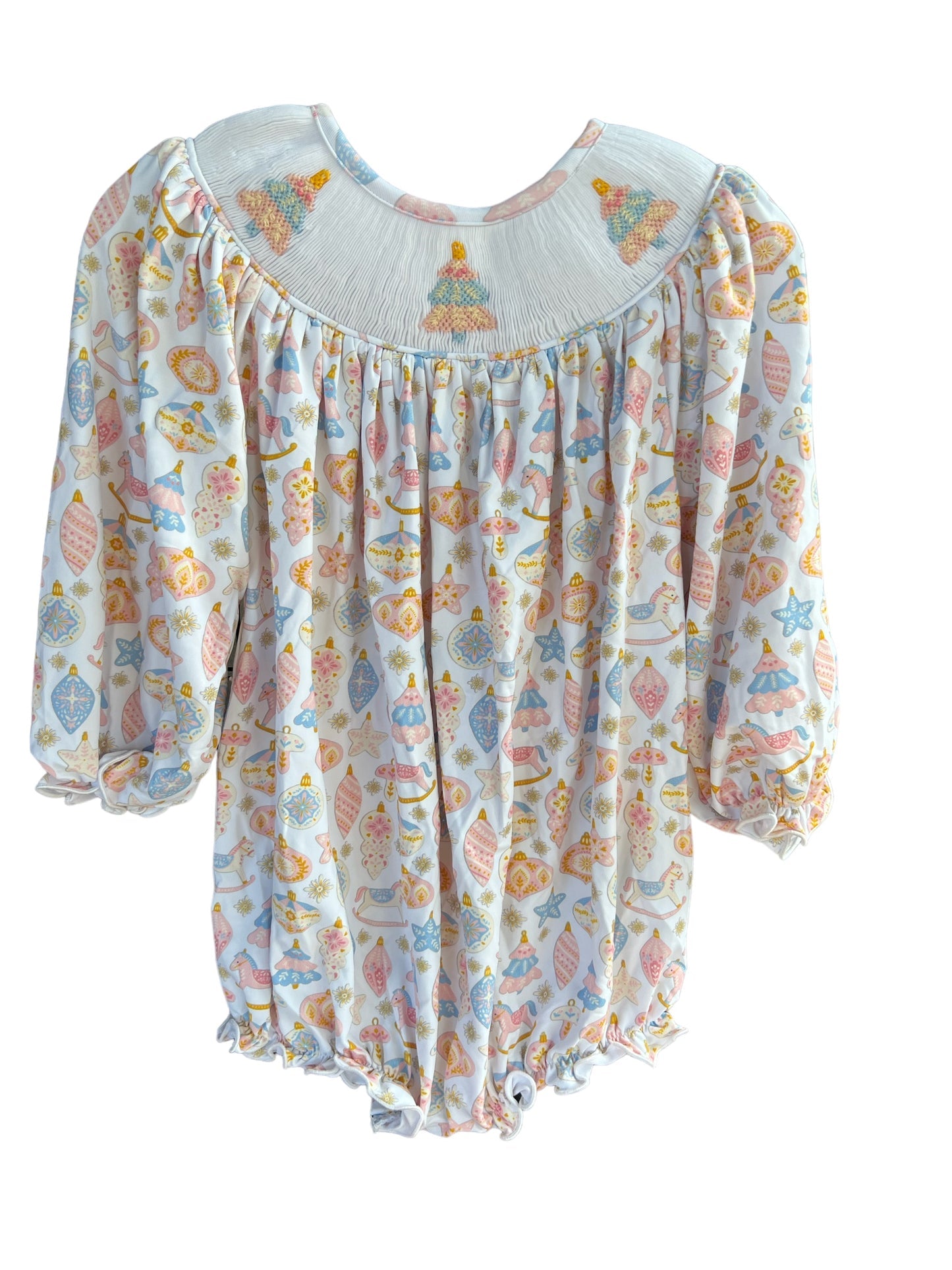 LR2187 Christmas tree smocked girl romper 202503 preorders