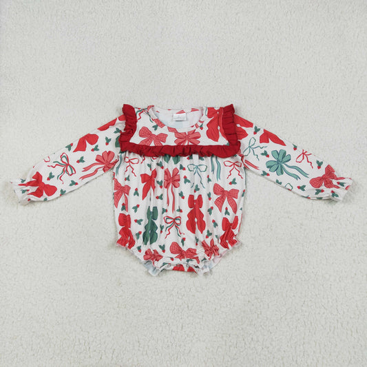 LR2209 Christmas bow girl summer romper 202506 RTS