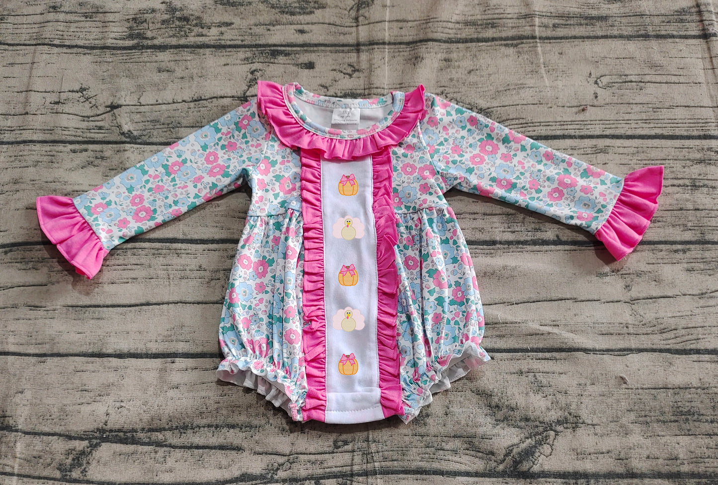 LR2219 embroidery pumpkin girl summer romper 202505 RTS