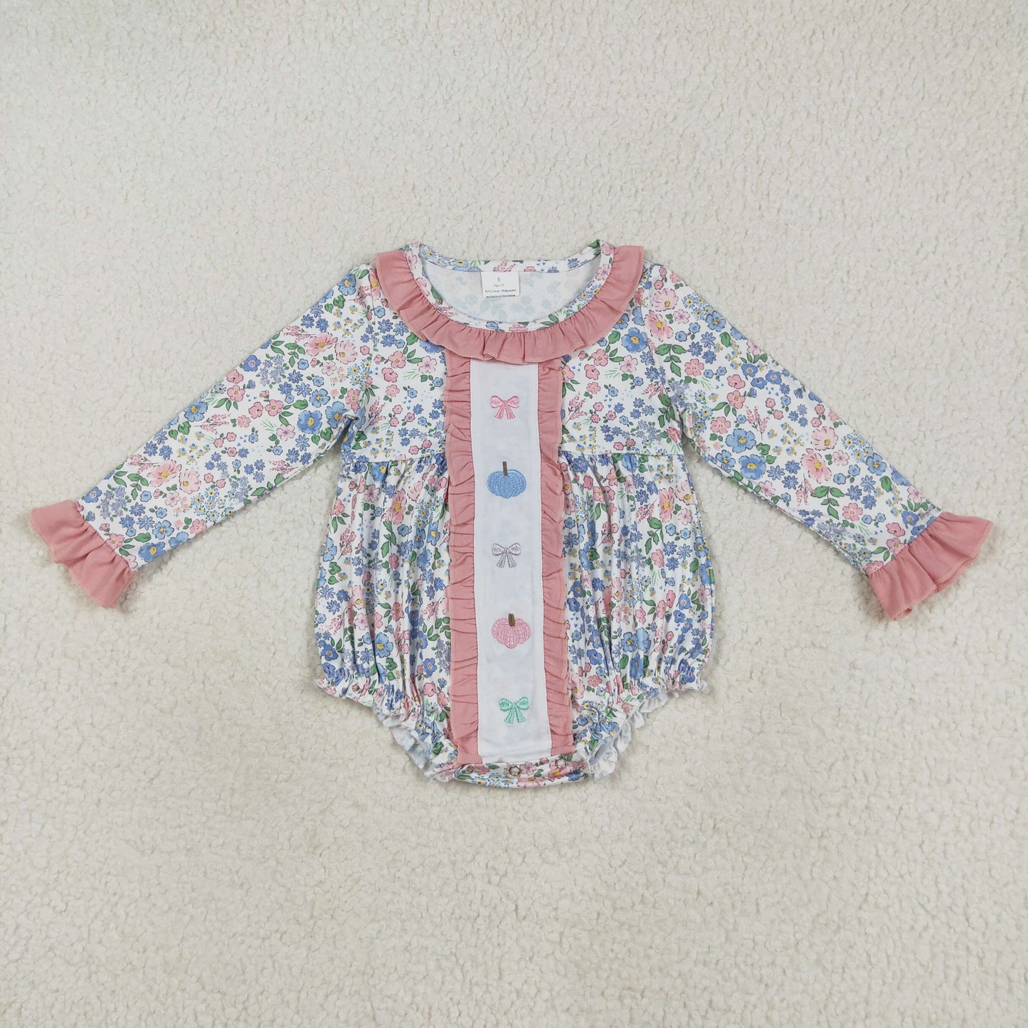 LR2273 embroidery pumpkin Halloween girl summer romper 202507 RTS