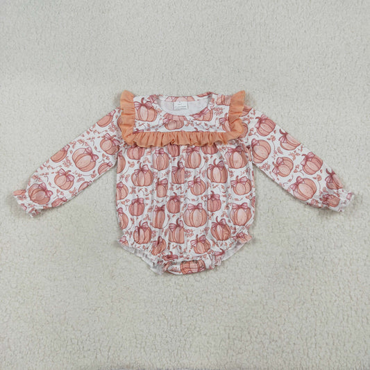LR2295  pumpkin girl boy summer romper 202509  RTS