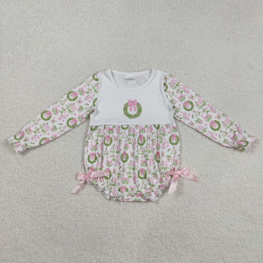 LR2325 Christmas snowmen flower BOW girl  summer romper 202508 RTS