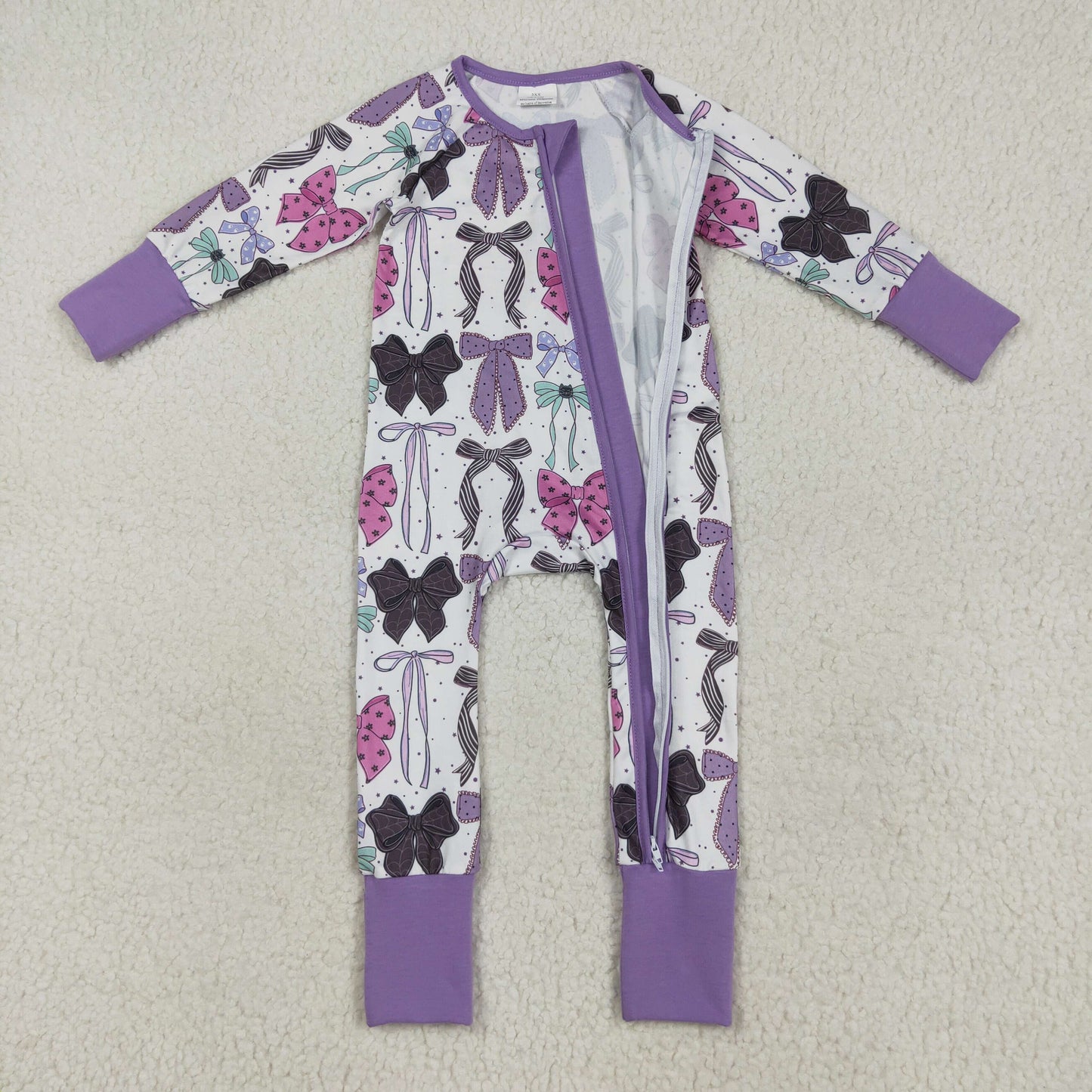 LR2358 bow purple girl boy summer romper 202507 RTS