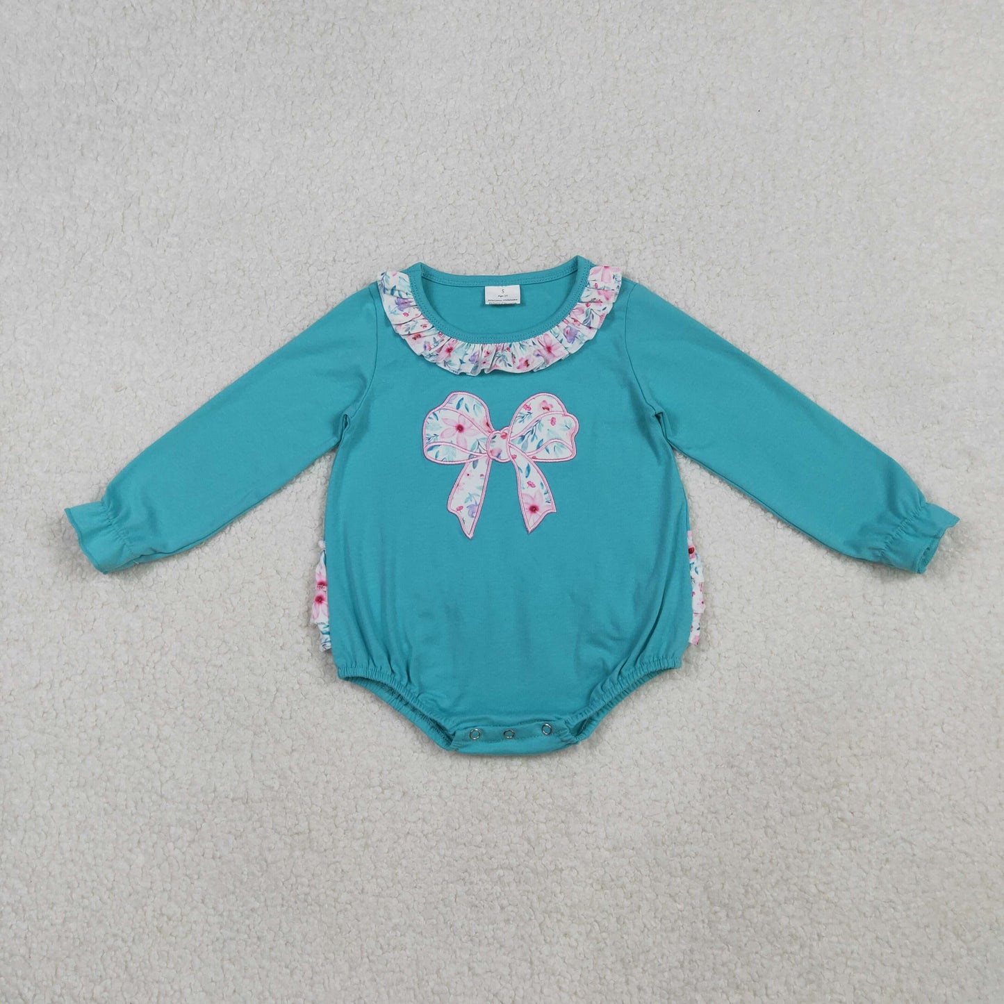 LR2432 embroidery bow girl romper 202510 RTS