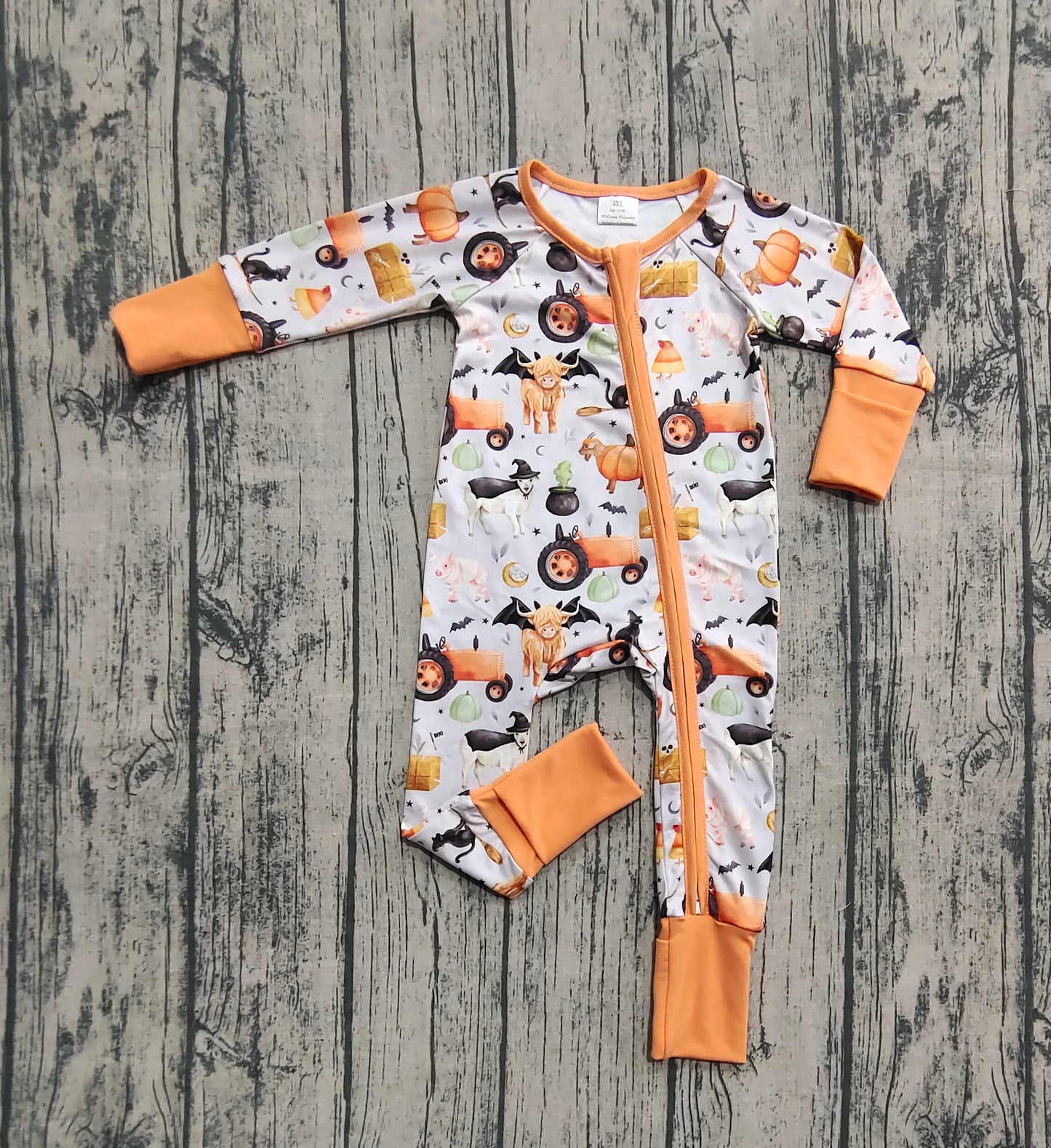 LR2444 cow pumpkin Halloween girl summer romper 202507 preorder
