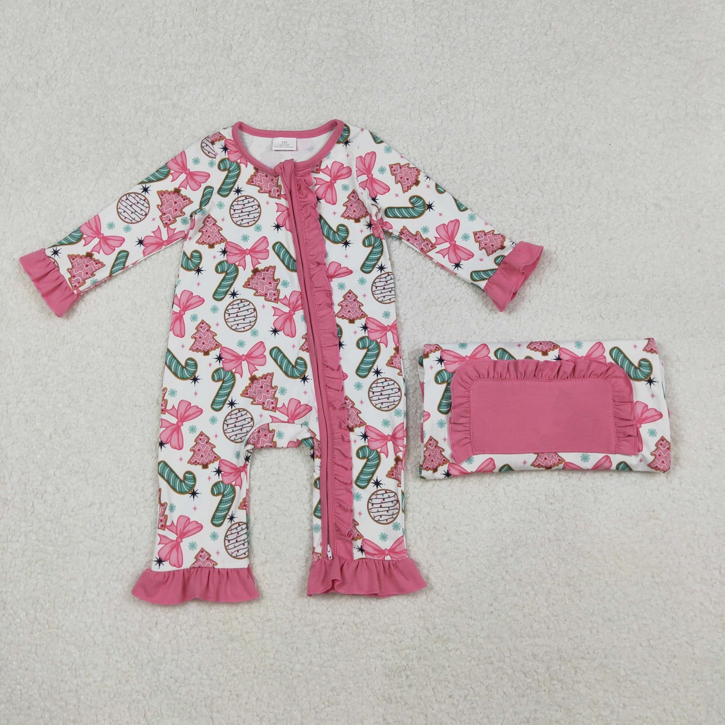 LR2486 Christmas bow girl romper 202510 RTS