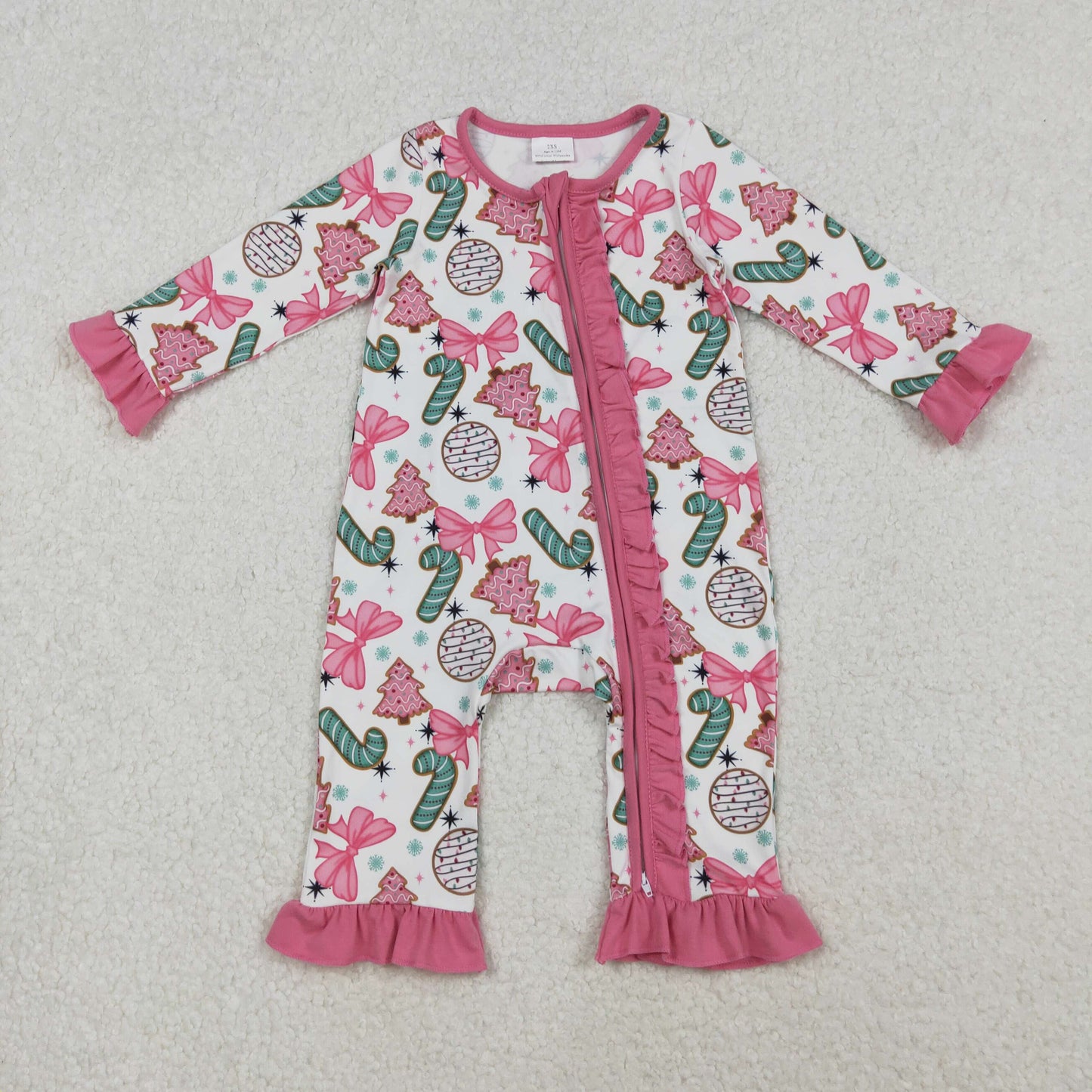 LR2486 Christmas bow girl romper 202510 RTS