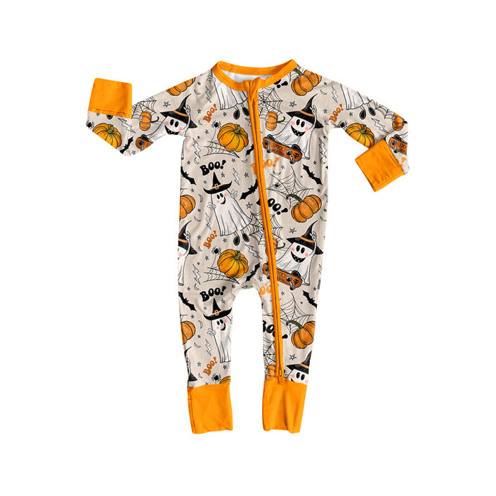 LR2494 Boo pumpkin Halloween girl summer romper 202507 preorder