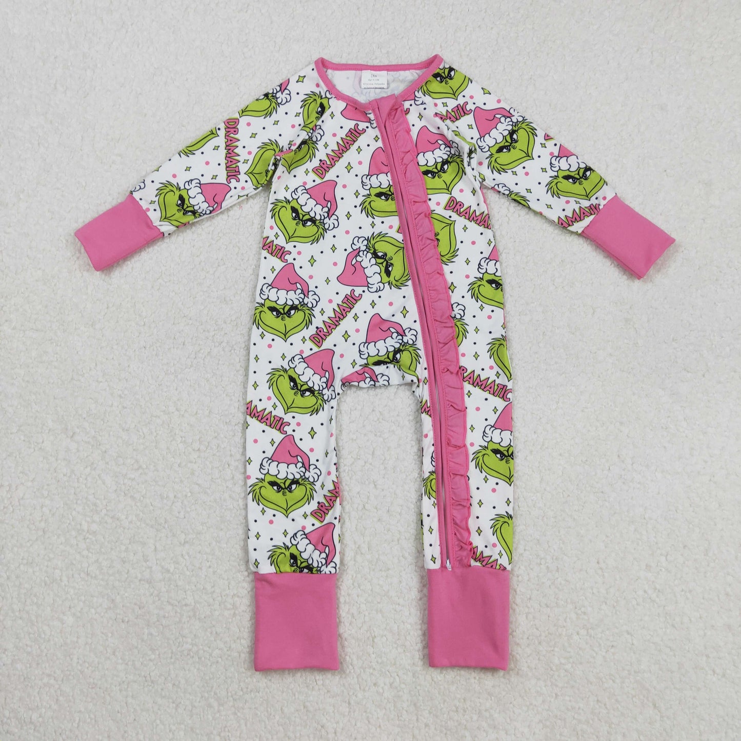 LR2495 Grinch Christmas girl summer romper 202508 RTS