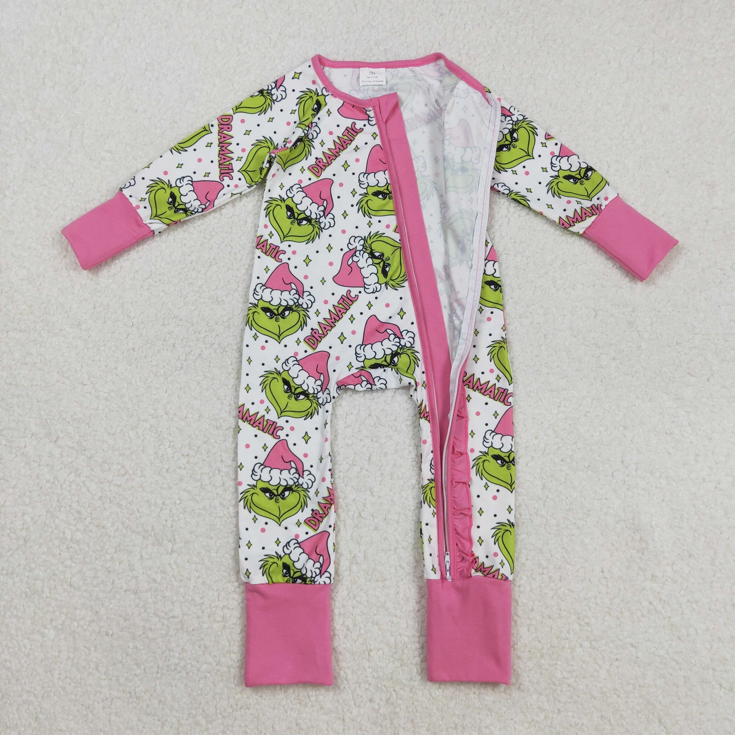 LR2495 Grinch Christmas girl summer romper 202508 RTS