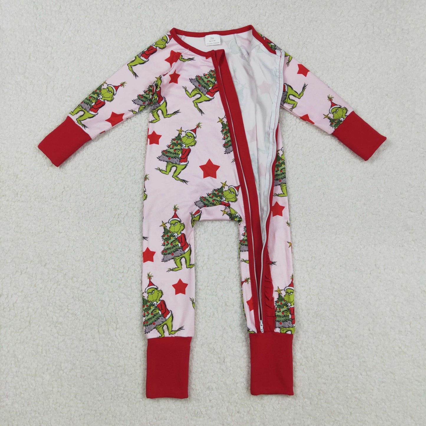 LR2496 Grinch Christmas girl summer romper 202508 RTS