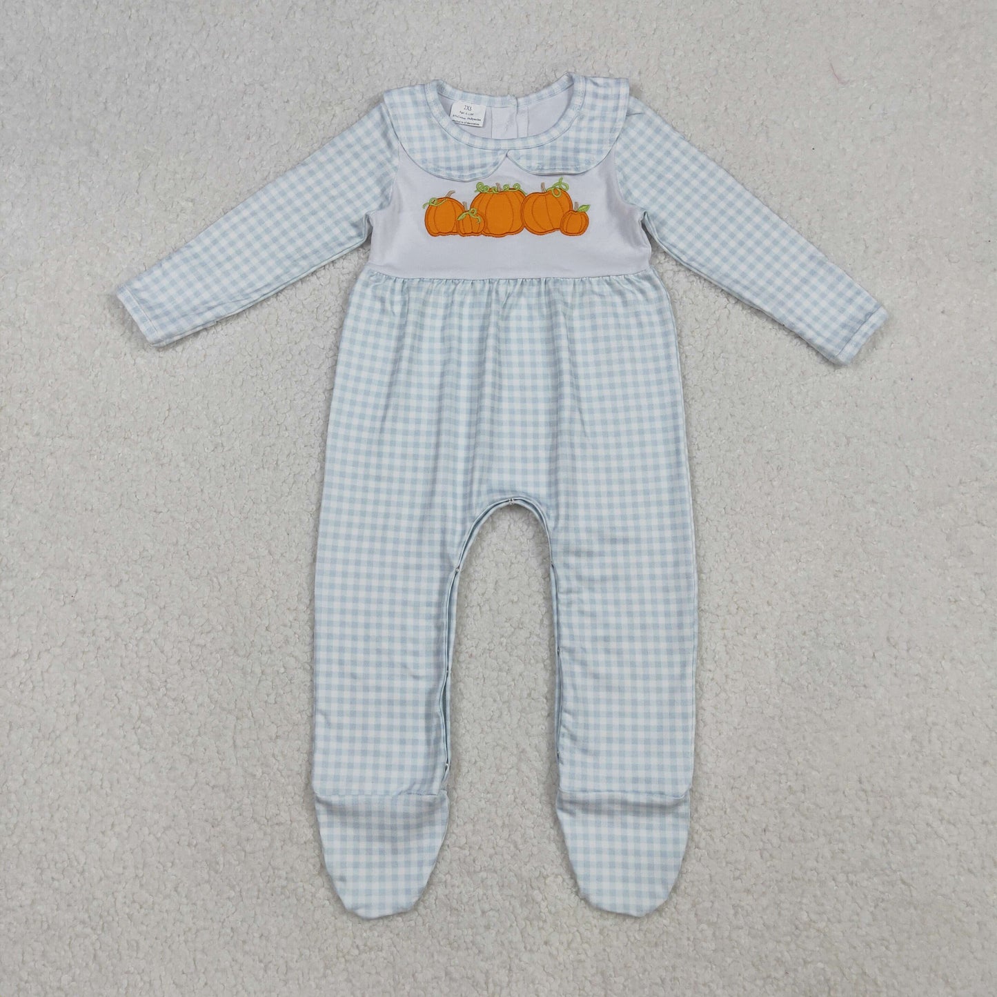 LR2560 embroidery pumpkin boy romper 202509 RTS