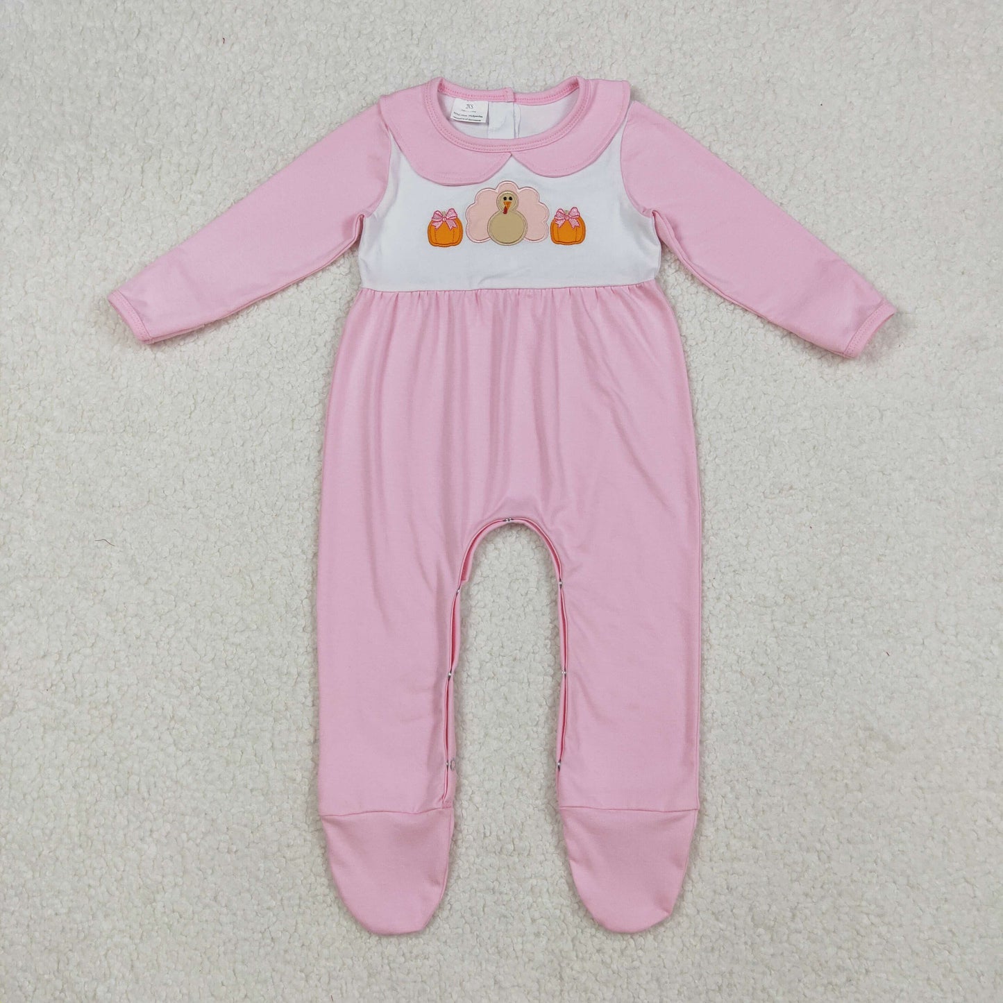 LR2563 embroidery turkey pumpkin girl romper 202509 RTS