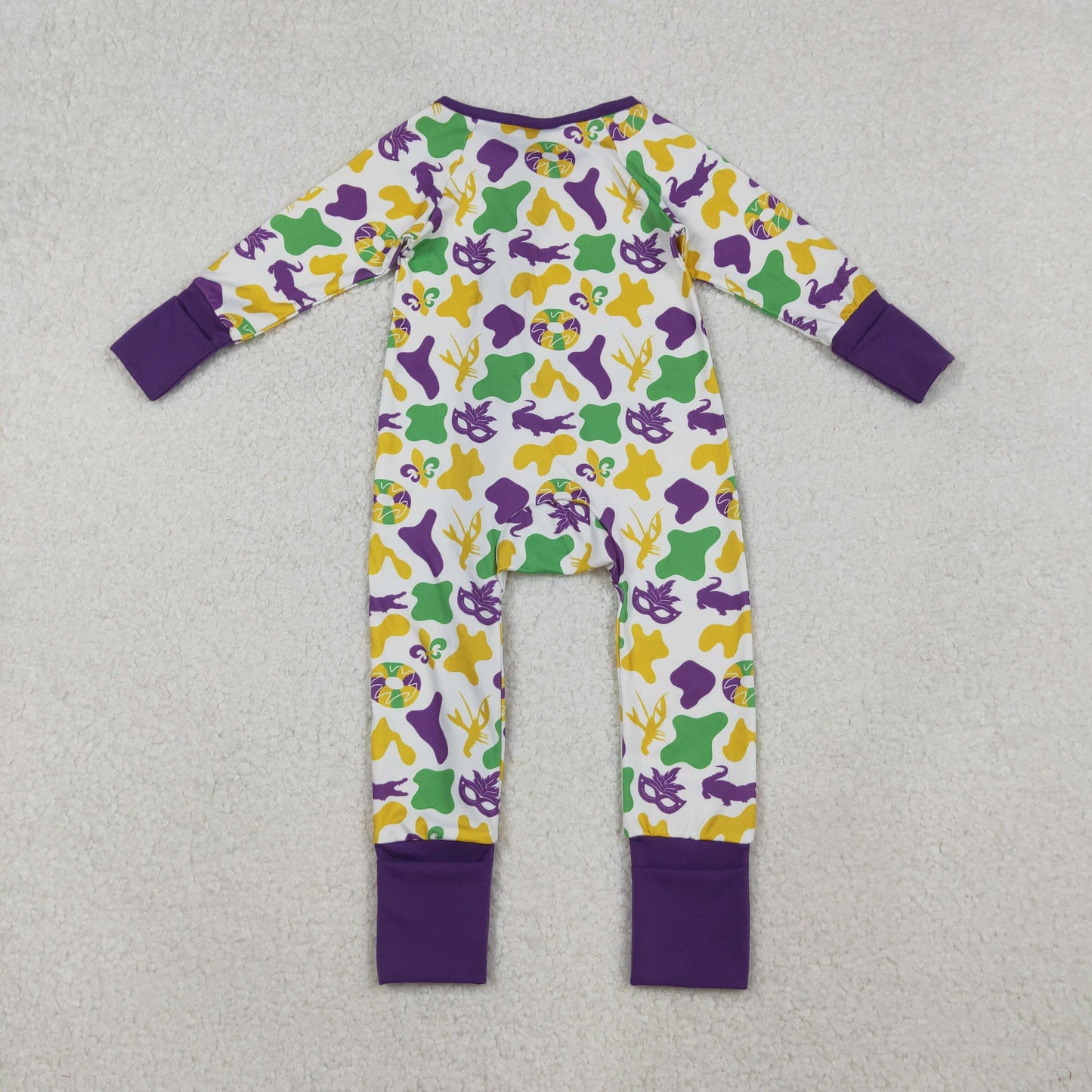 LR2637 Mardi Gras boy summer romper 202510 RTS