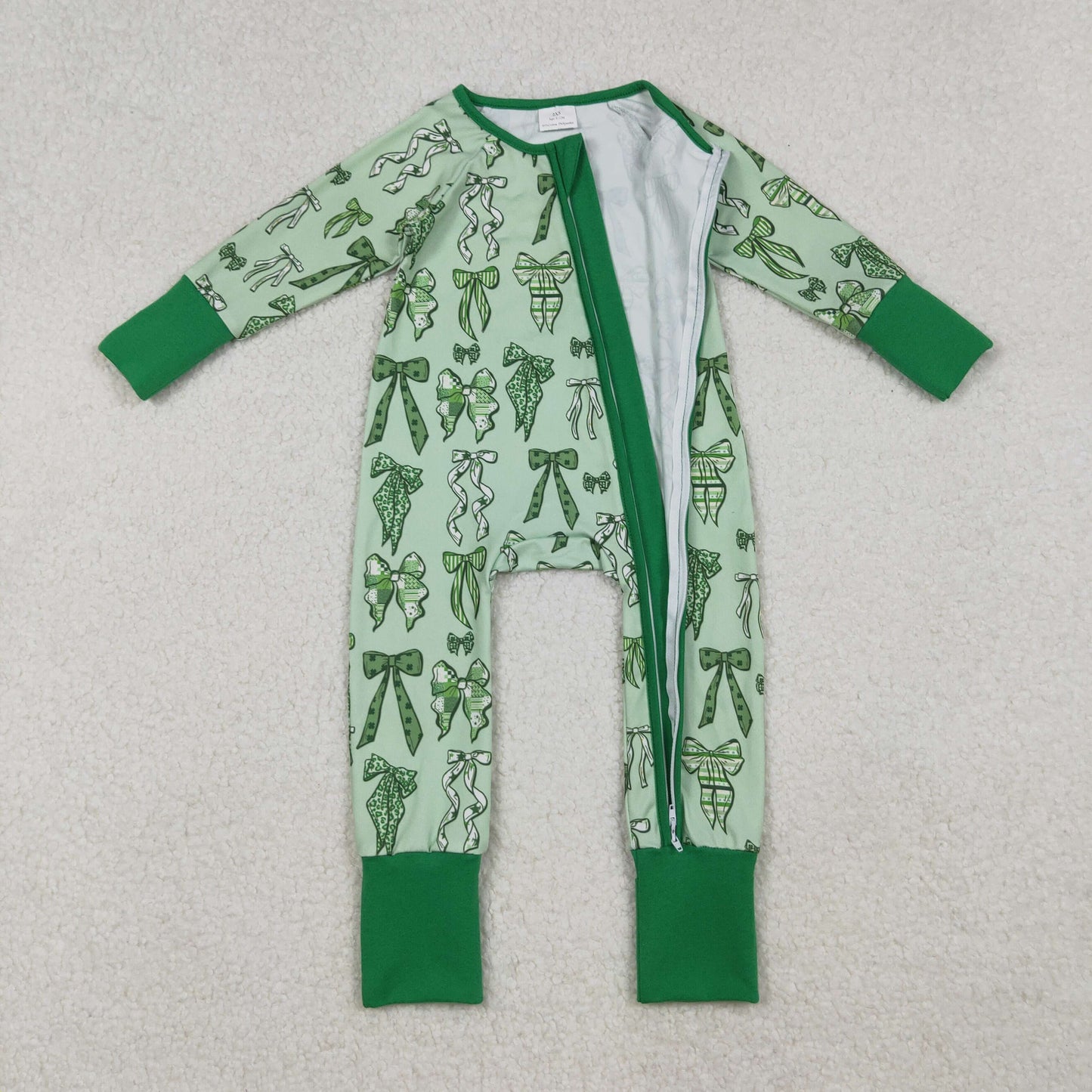 LR2654 Christmas green bow western boy summer romper 202509 RTS