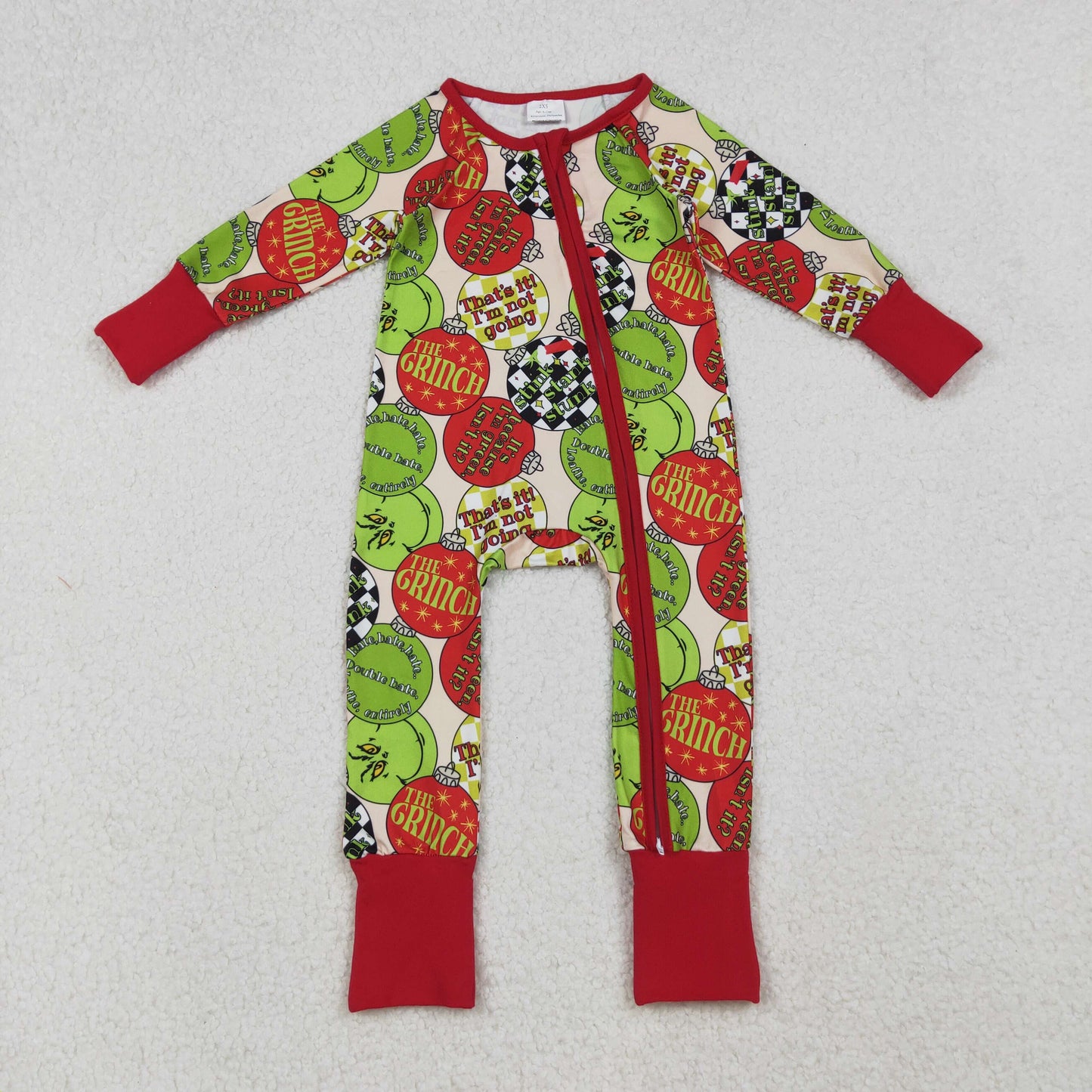 LR2658 Christmas grinch bow western boy summer romper 202509 RTS