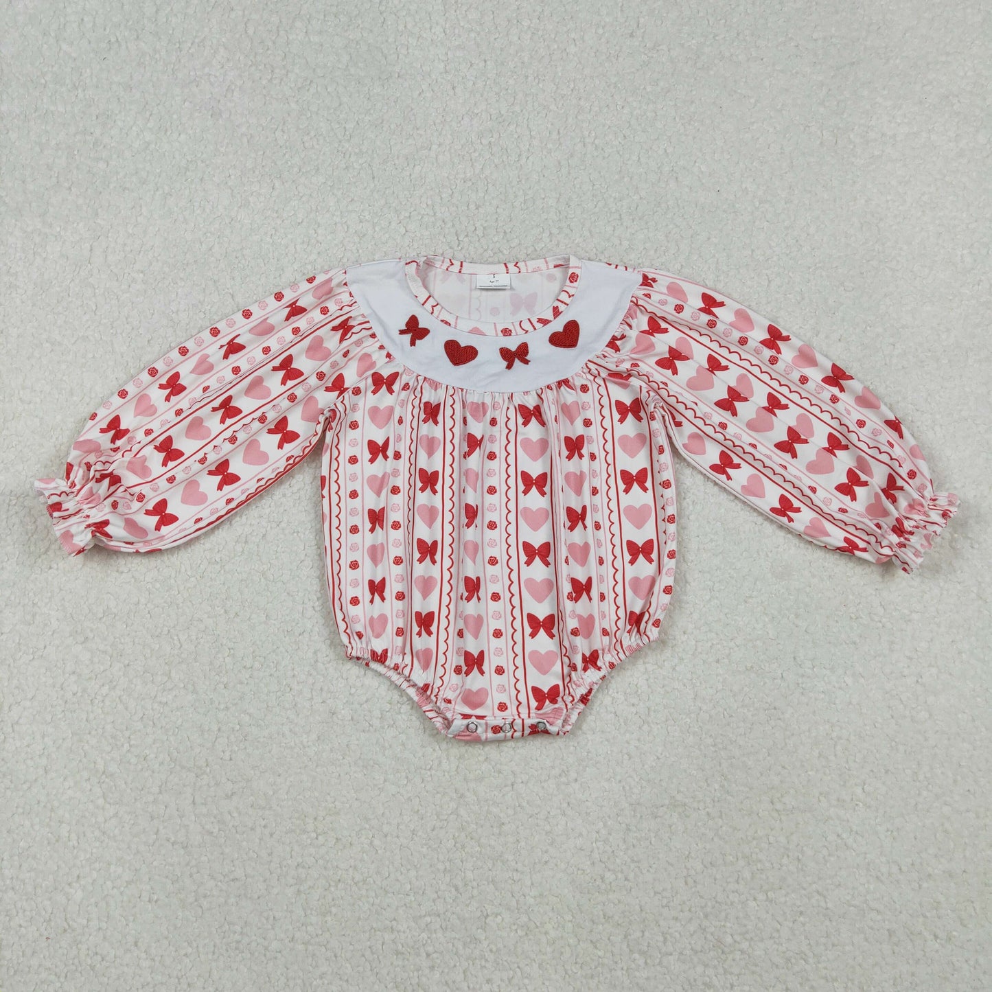 LR2696 embroidery BOW love girl romper 202510 RTS