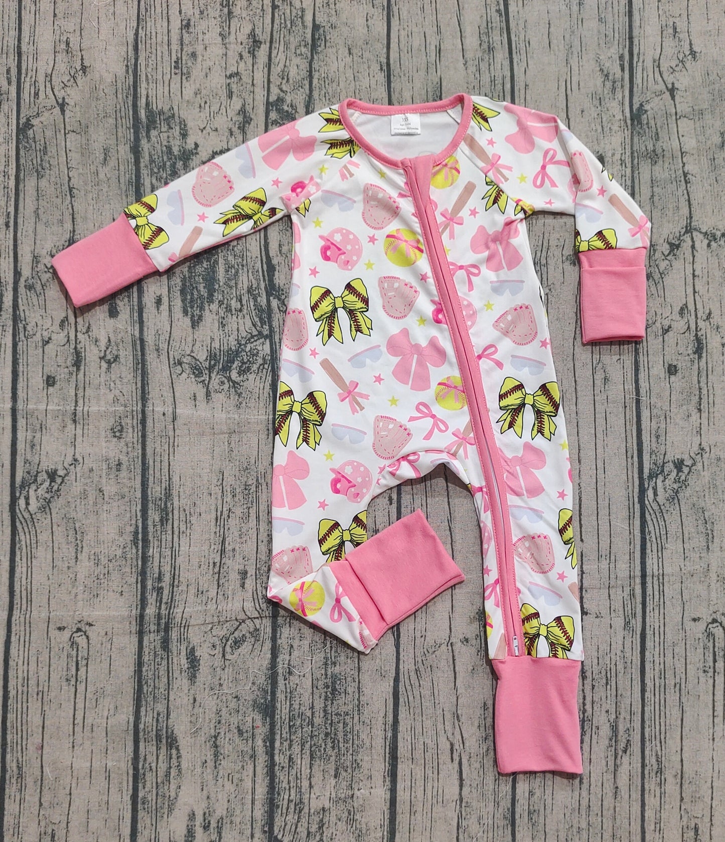 LR2705 bow BASEBALL girl summer romper 202509 preorder