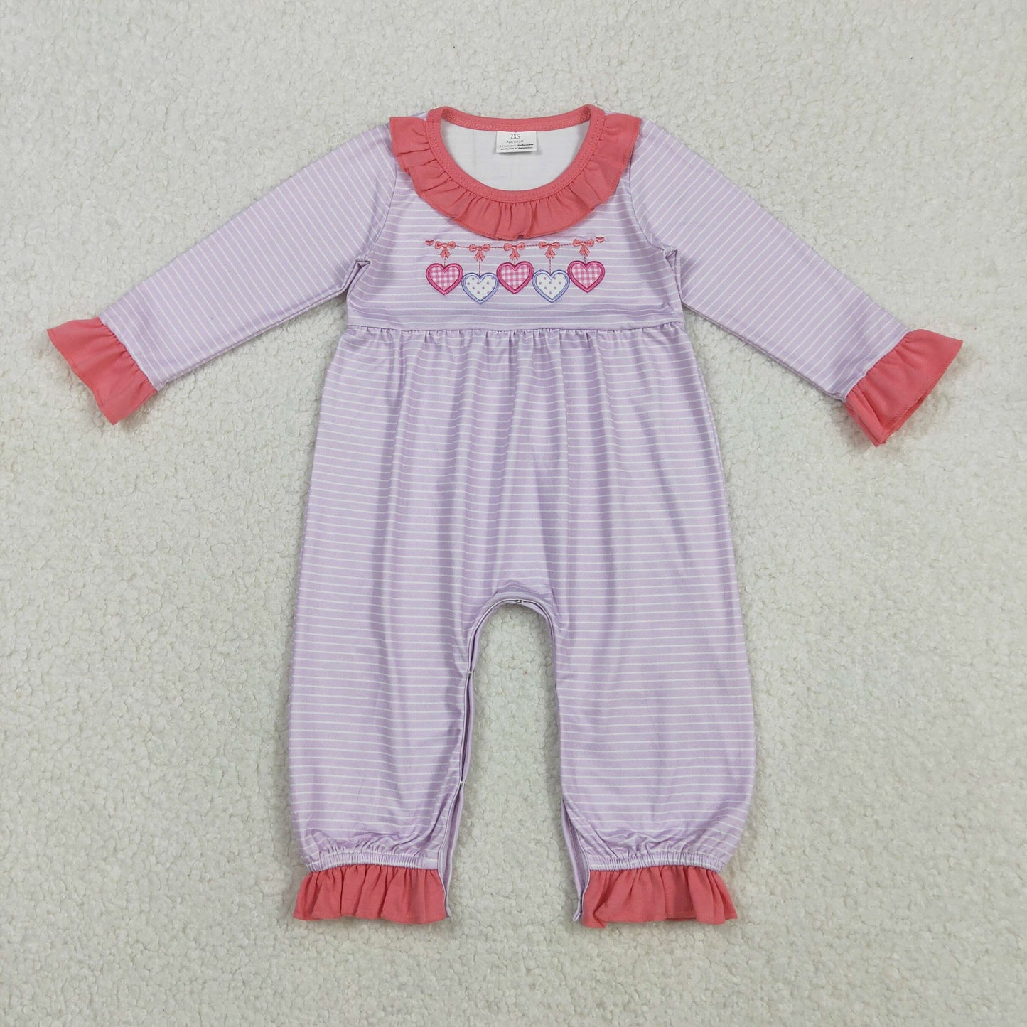 LR2706 Embroidery love bow girl summer romper 202511 RTS