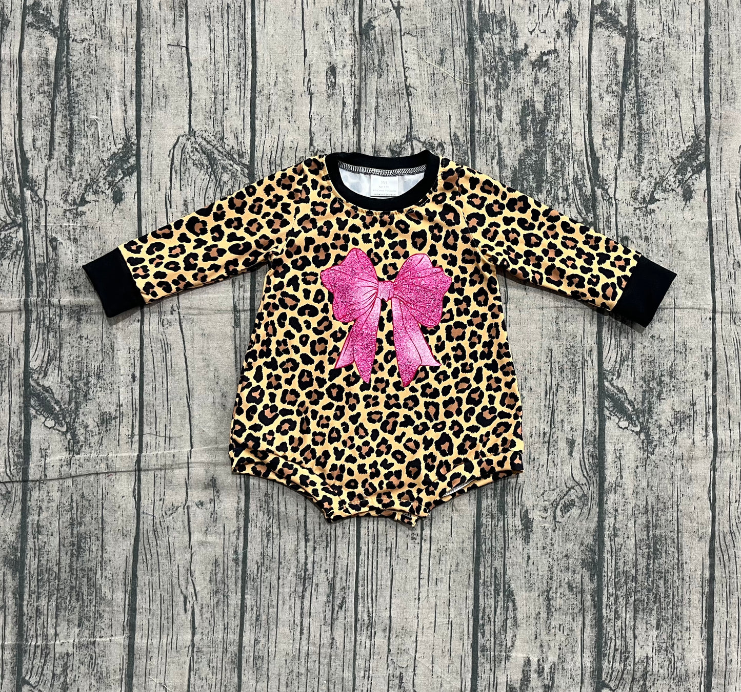 LR2775 bow leopard western girl romper 202510 preorder sibling