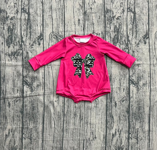 LR2776 bow hot pink western girl romper 202510 preorder sibling