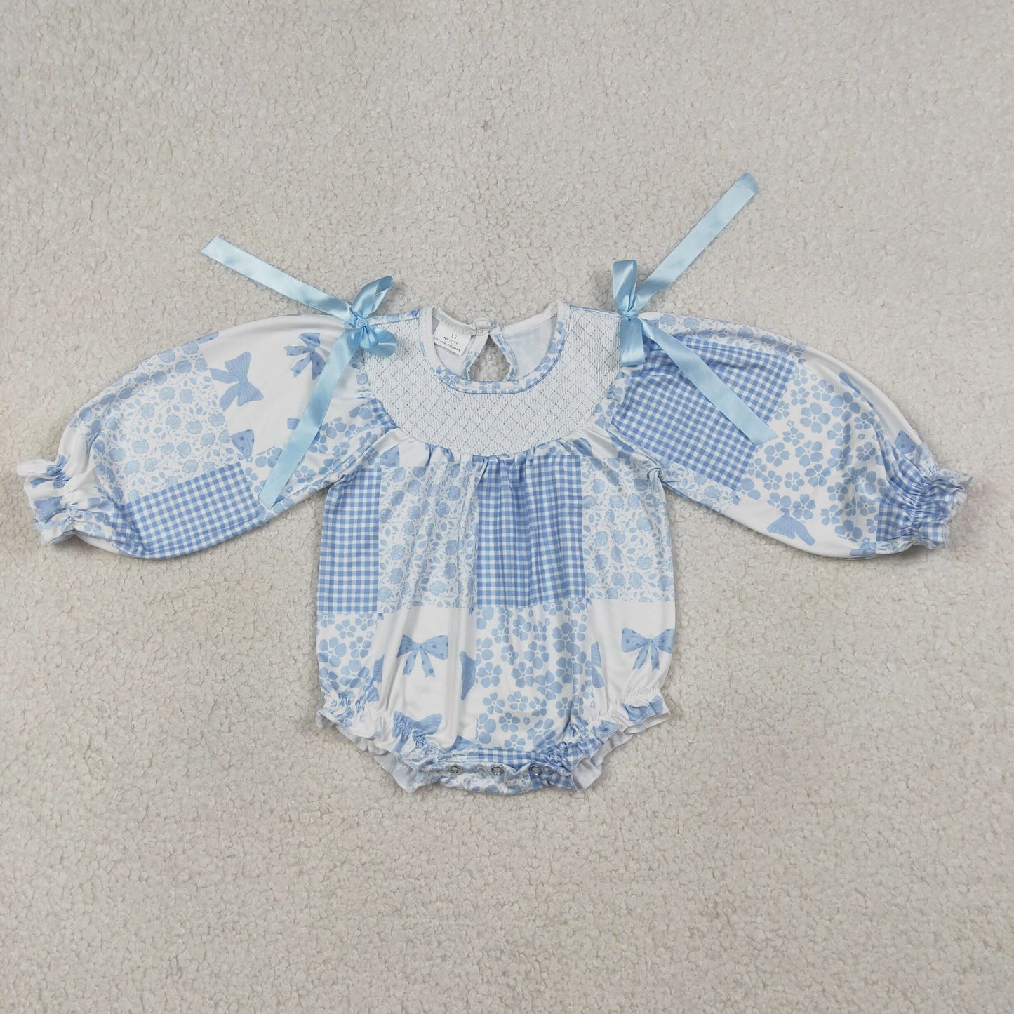 LR2931-SMOCKED bow girl romper 202603 RTS