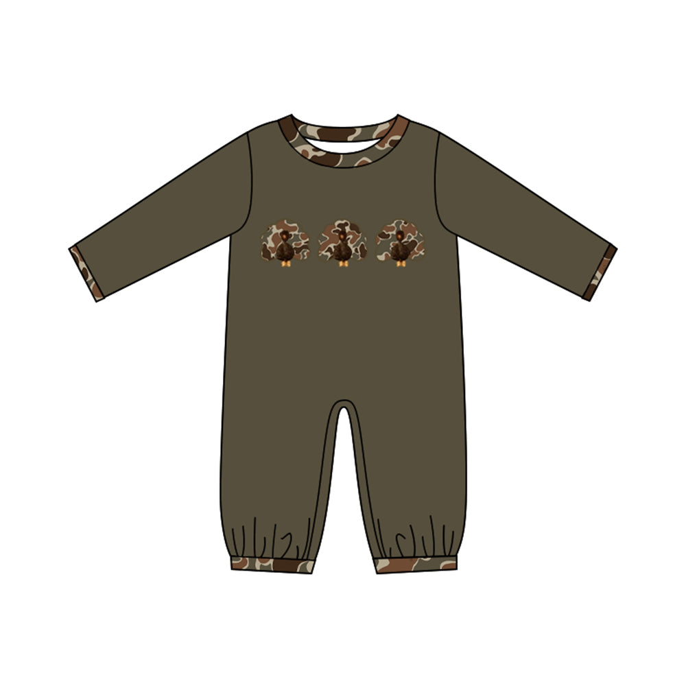 LR3108 Thanksgiving Turkey pumpkin girl romper 202619 preorder