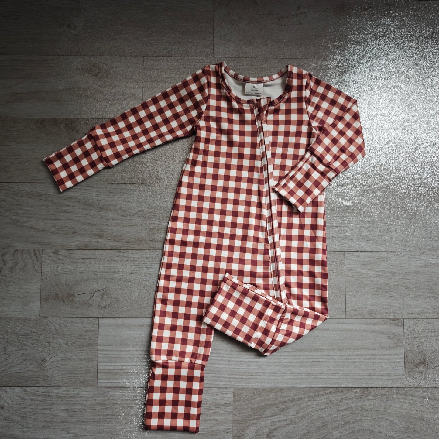 LR3113 red checkerboard boy romper 202607 preorder