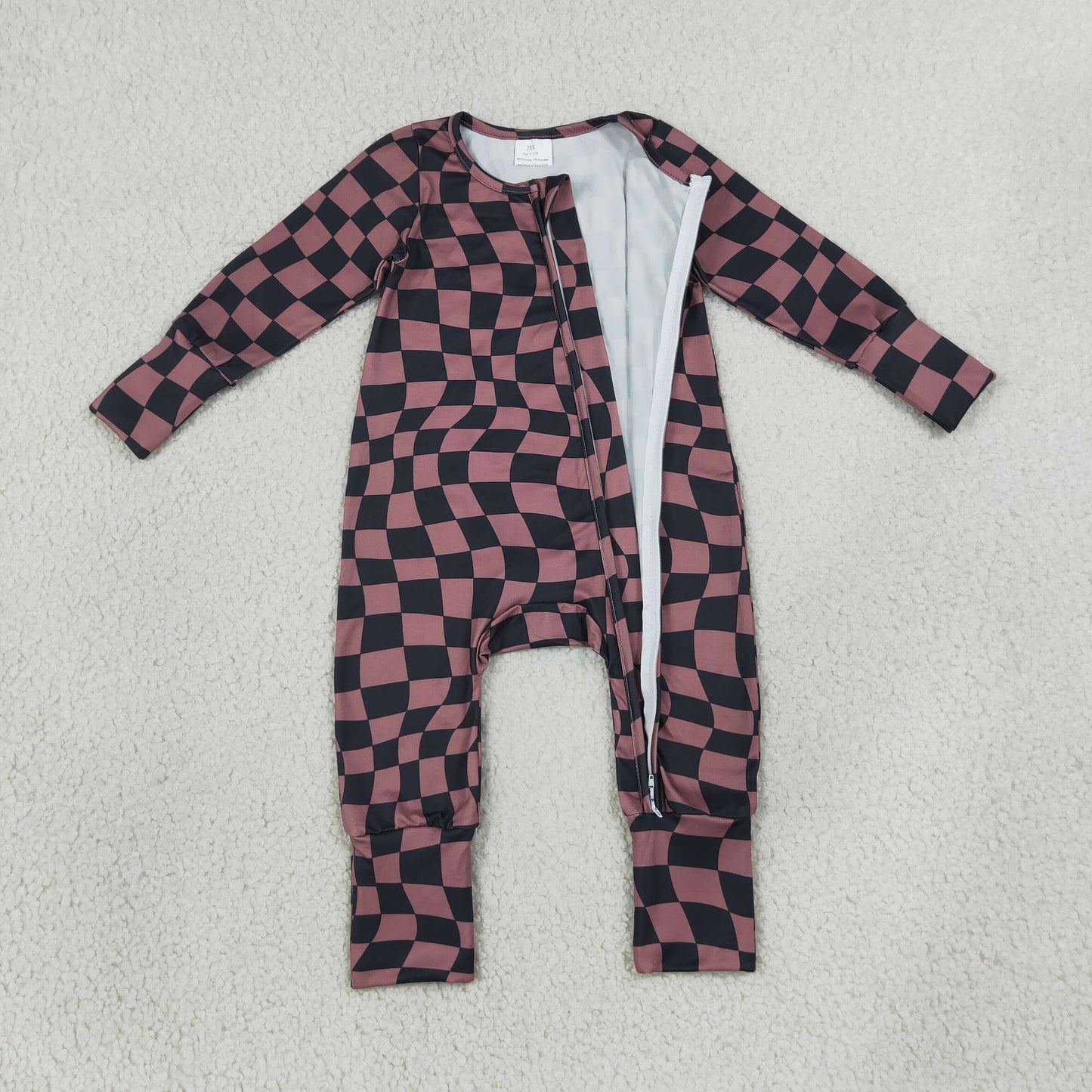 LR3115 purple checkerboard boy romper 202608 RTS