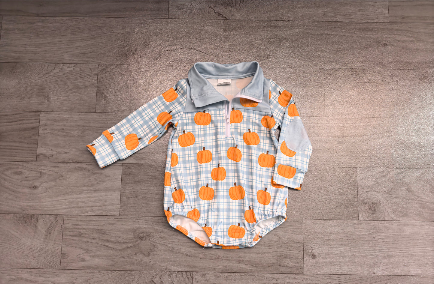 RTS LR3201 Halloween Pumpkin Print Collared Button Baby Long Sleeve Romper 202608