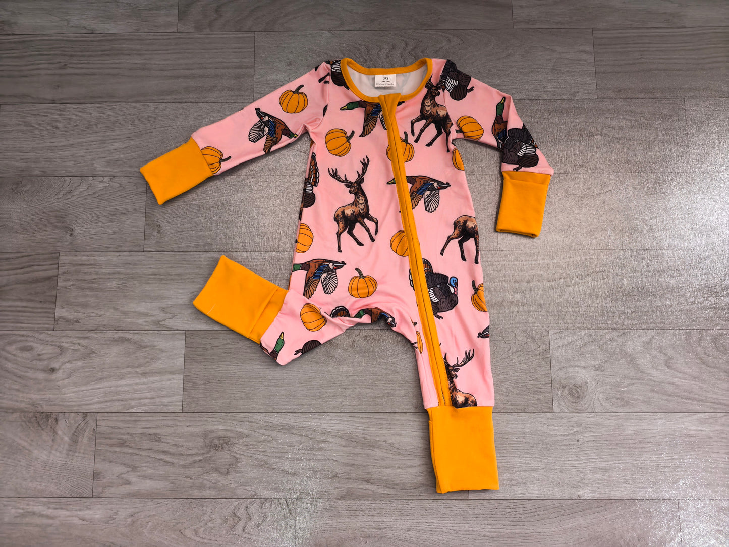 RTS LR3252 Halloween Spider Pumpkin Print Zipper Baby Romper
