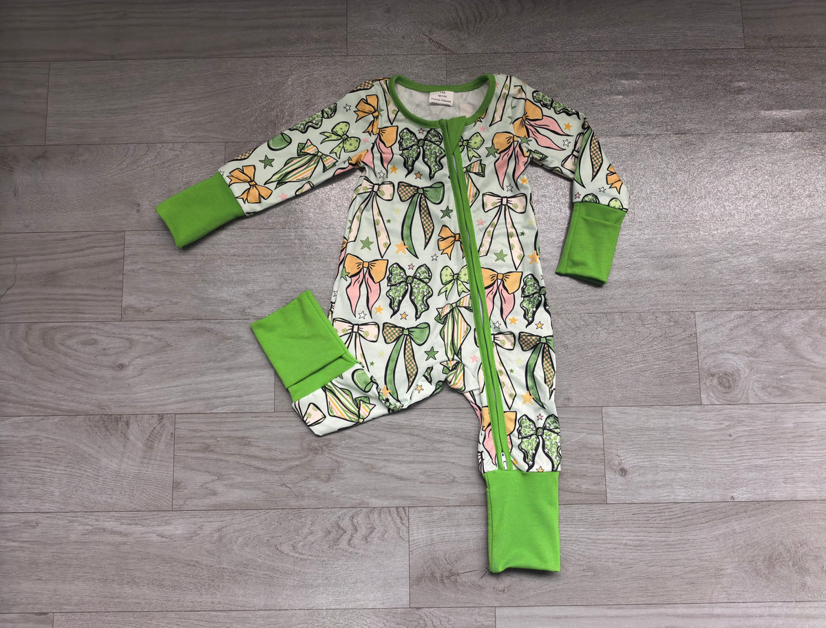 Sample-Real Pics LR3384 Baby Girl Clothes Wildlife Animal Print Long Sleeve Zipper Romper