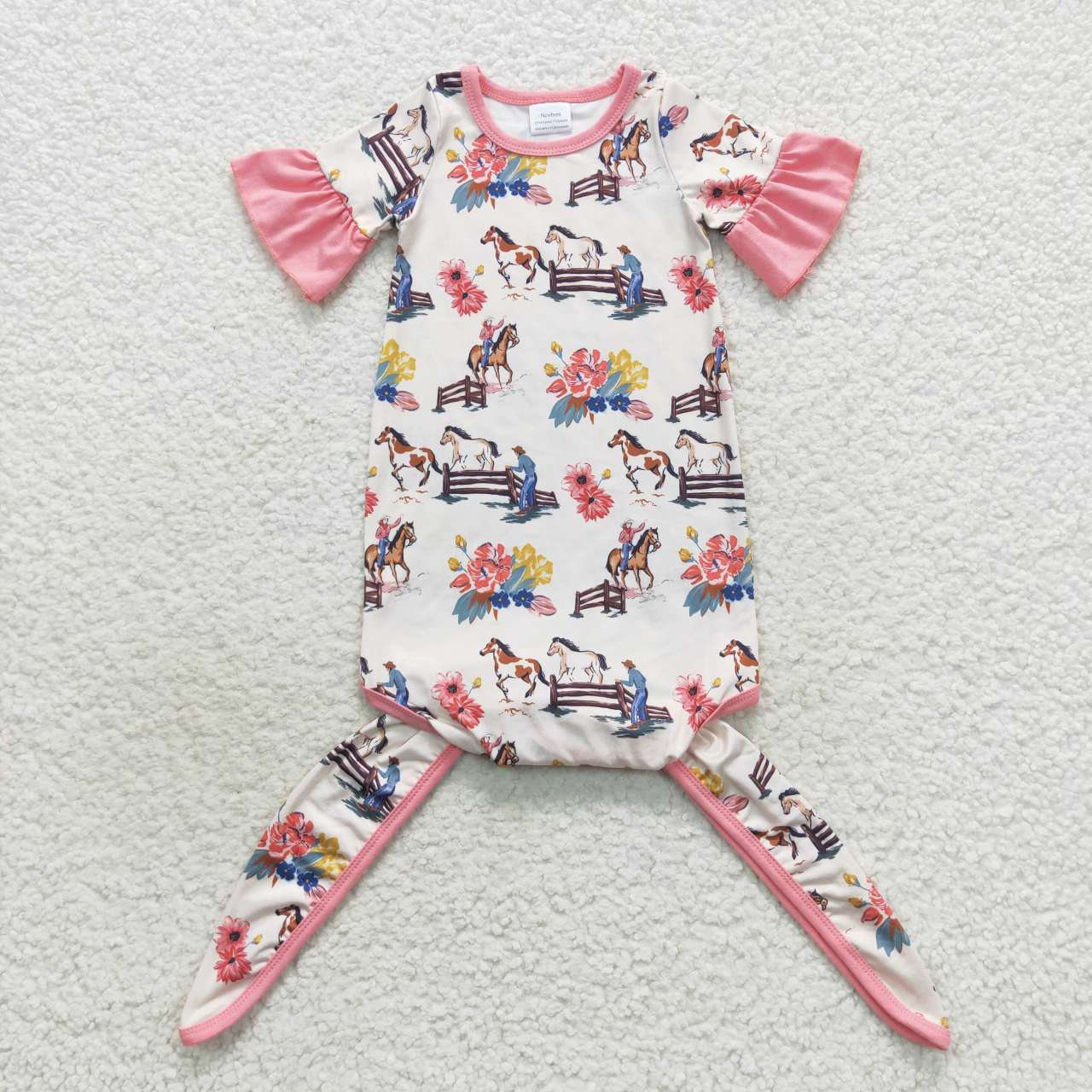 NB0019 short sleeve western GIRL gown ROMPER RTS 20230905