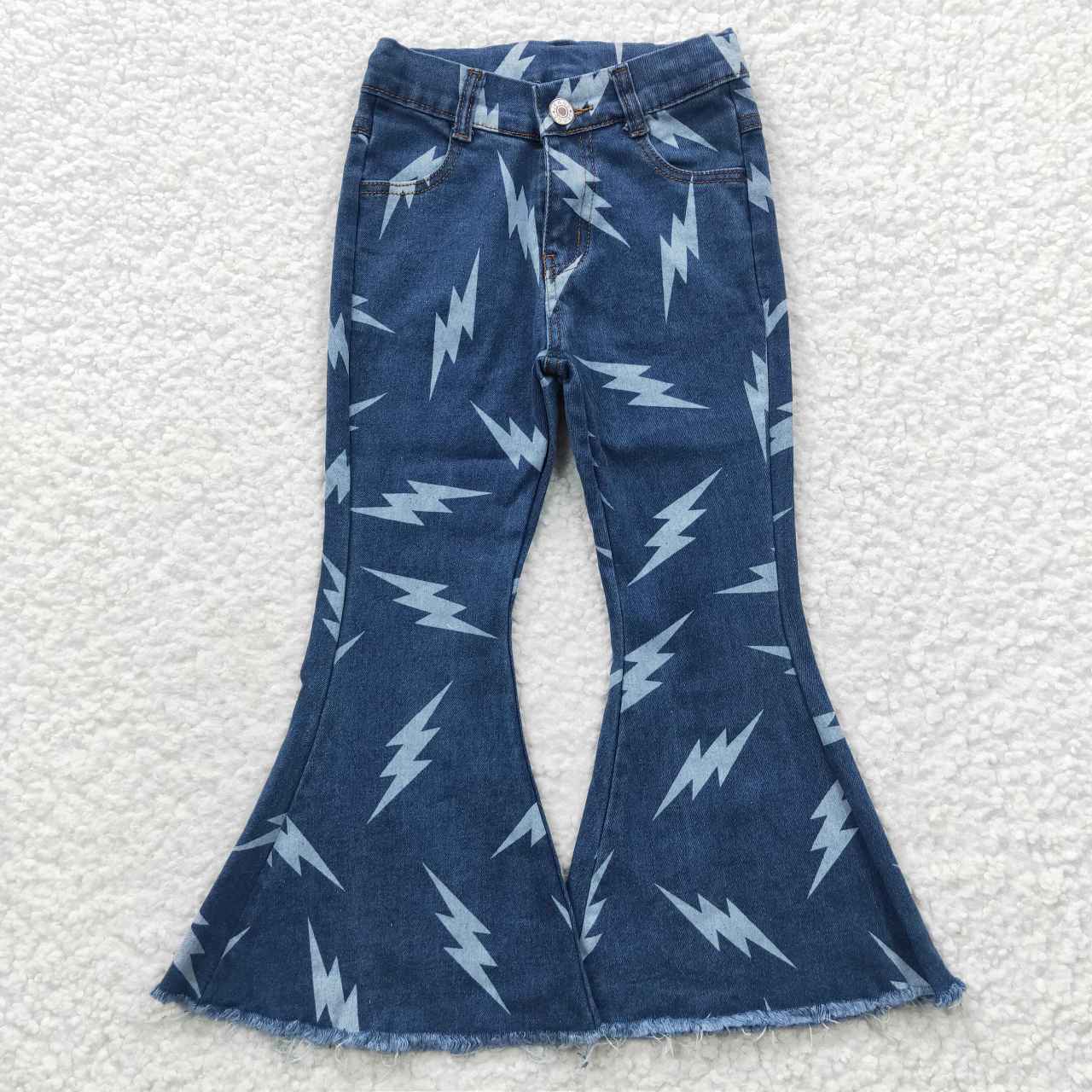 P0128 blue star bell bottom bleaching girl denim jeans 20230429 RTS