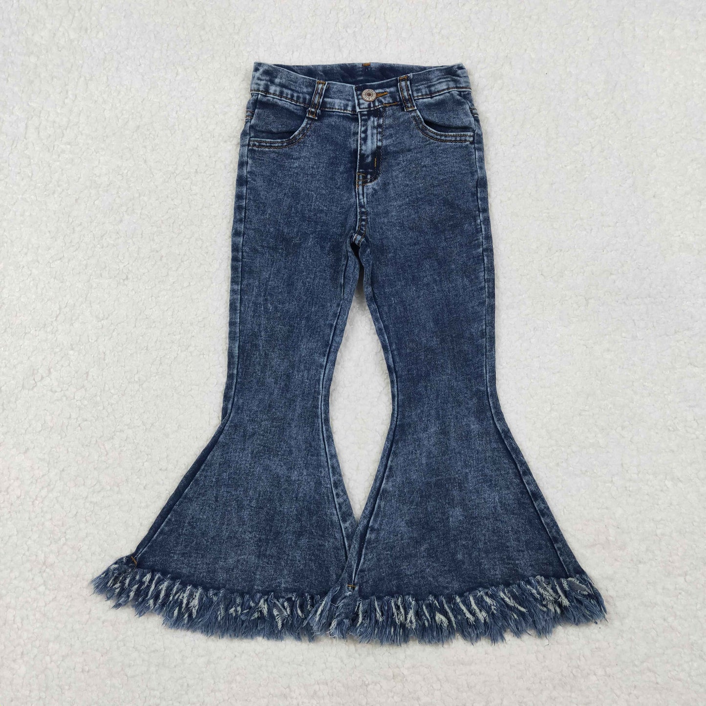 P0132 blue star bell bottom bleaching girl denim jeans 202510 RTS