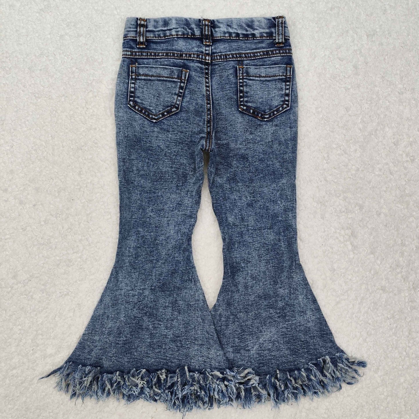 P0132 blue star bell bottom bleaching girl denim jeans RTS Free shipping order $100+