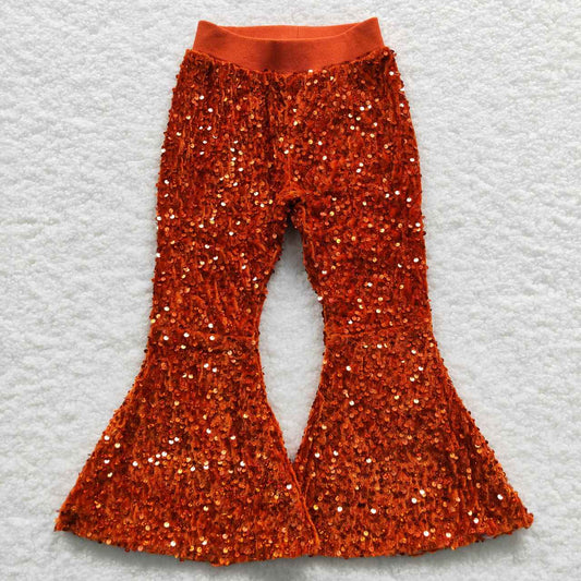 P0147 girl bell bottom red sequin long pants RTS RTS Free shipping order $100+