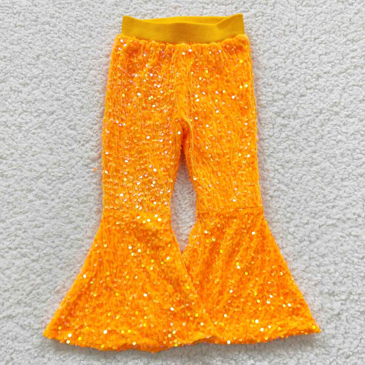 P0149 girl bell bottom green sequin long pants RTS Free shipping order $100+