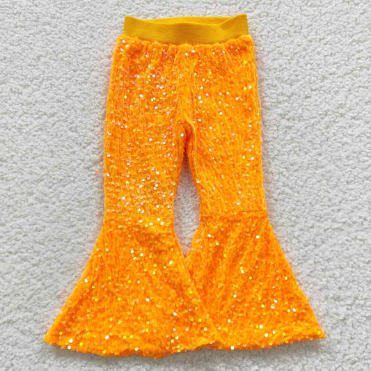P0149 girl bell bottom green sequin long pants RTS Free shipping order $100+