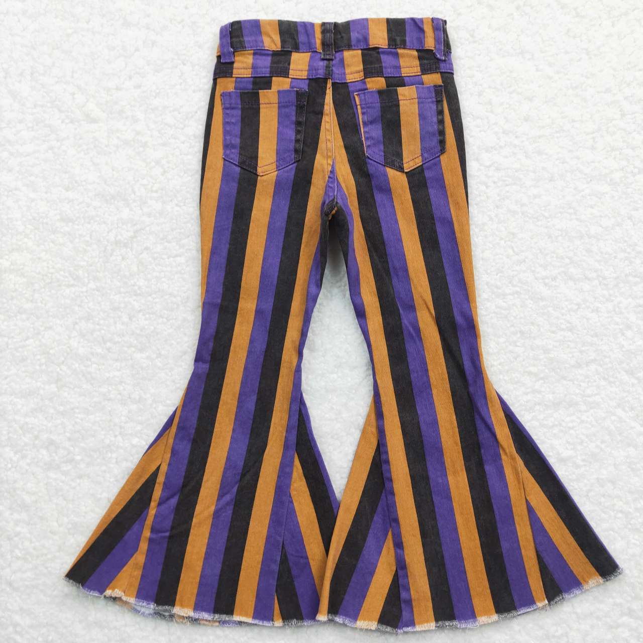 P0157 black pink stripes bell kids girl denim jeans 20230701 RTS