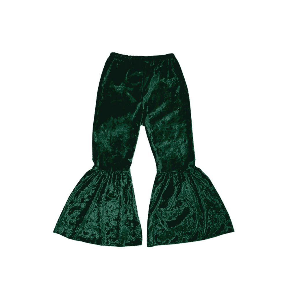 P0205 girl green bell bottom velvet pants 20230613 preorder