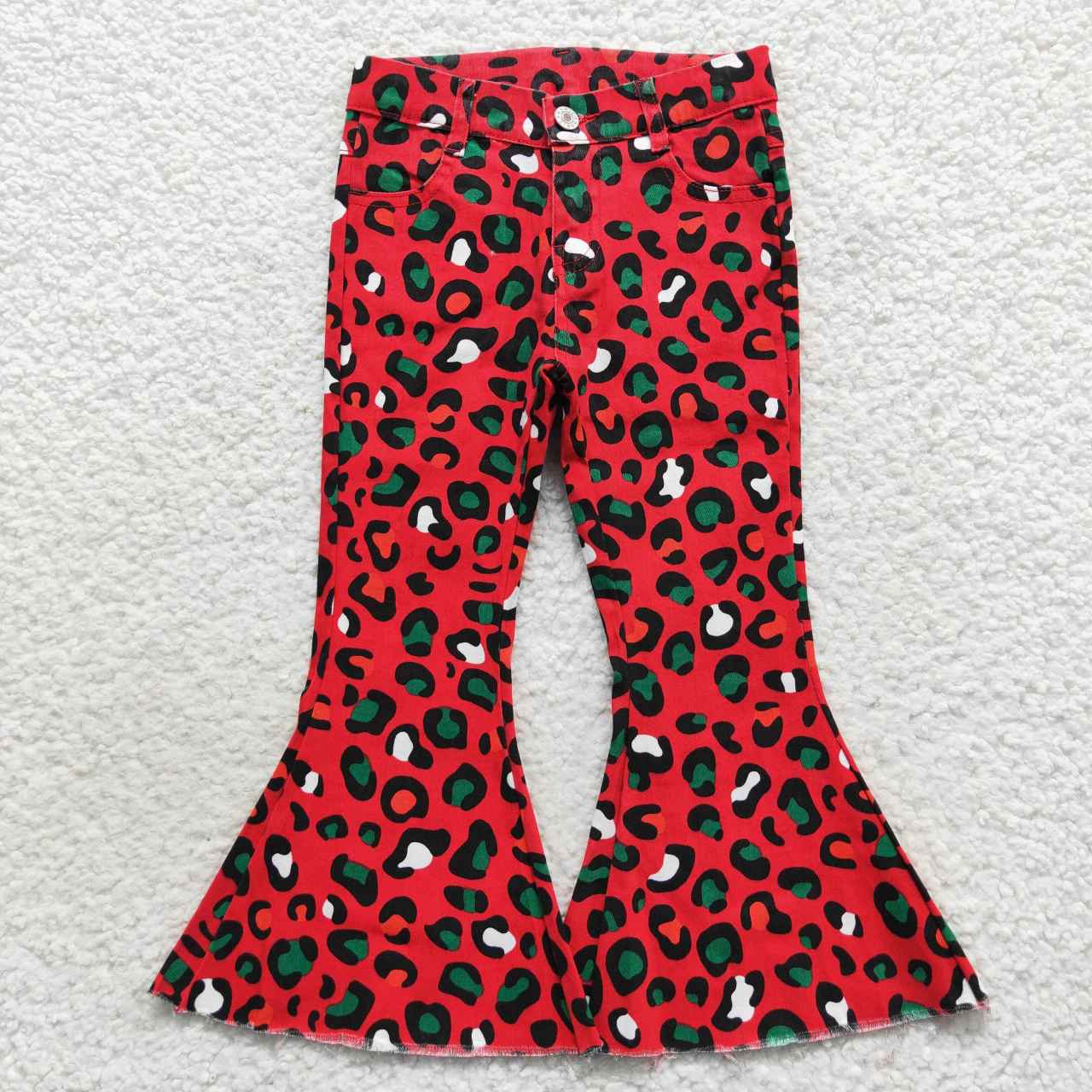 P0229 western Christmas jeans buttons zip up jeans girl kids denim jeans bell pants RTS 20230824
