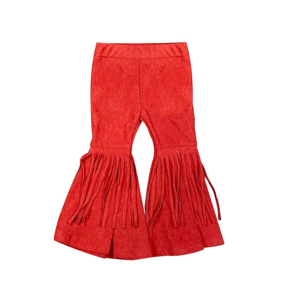 P0283 cotton western tassel orange girl bell bottom pants 20230808 preorder
