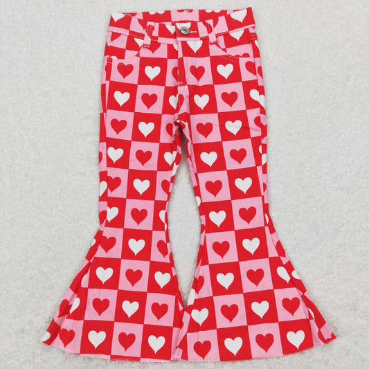 P0324 western valentine love girl denim jeans bell pants RTS Free shipping order $100+