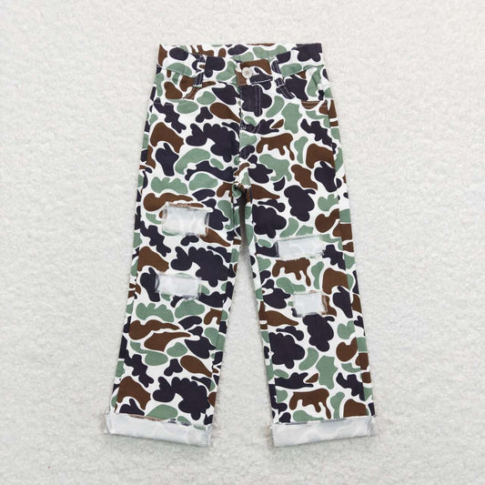 P0413 checkeboard western camo boy ripped jeans pants RTS Free shipping order $100+